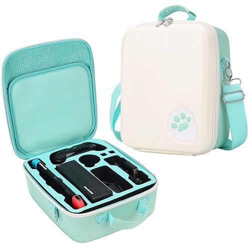 Green Cat Paw Travel Carrying Case For Nintendo Switch & Switch OLED, Deluxe Protective Hard Shell Storage Bag Fits Nintendo Switch Console &