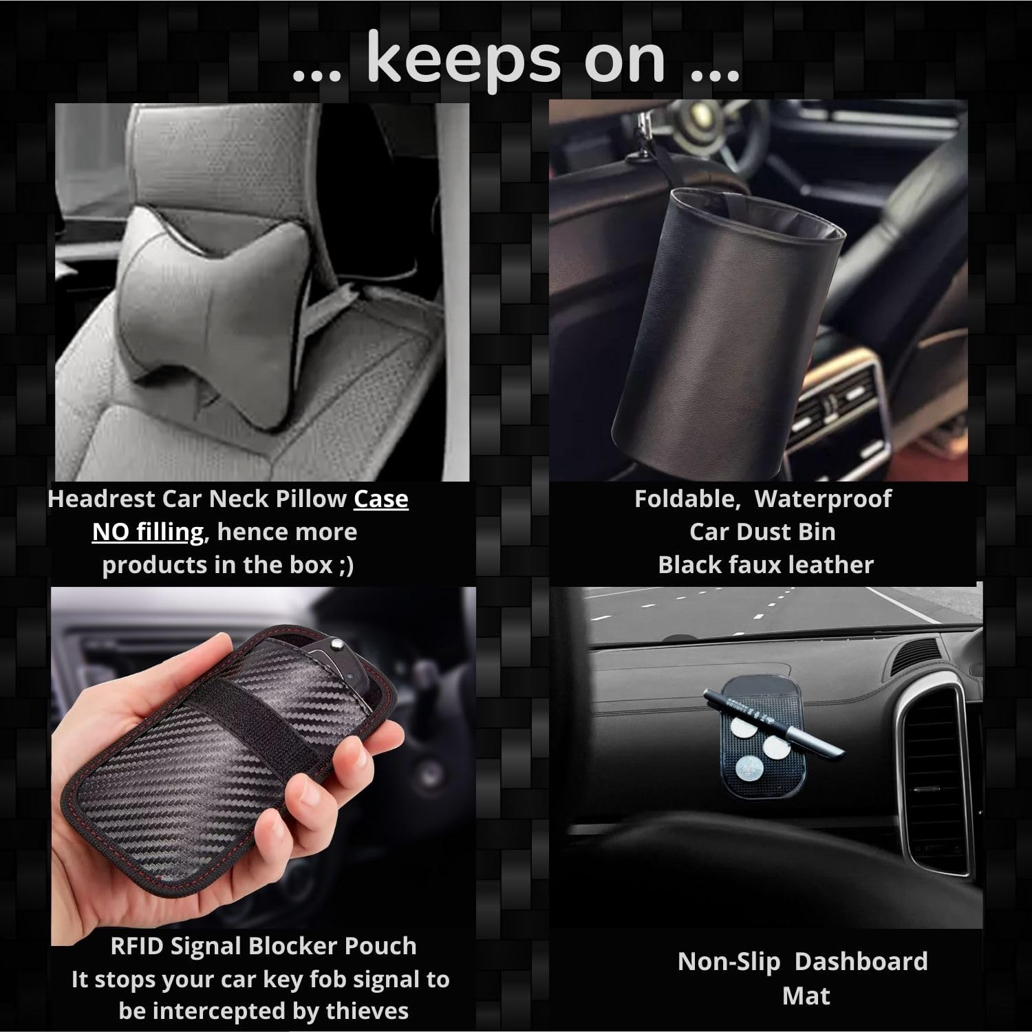 11-in-1 Car Gift Set for Men: Luxury Car Accessory Kit for New Car Owners & Drivers - Safety, Cleaning & Interior Essentials in Premium Presentation Box with Best Wishes Card (Black/Grey) - Image 4