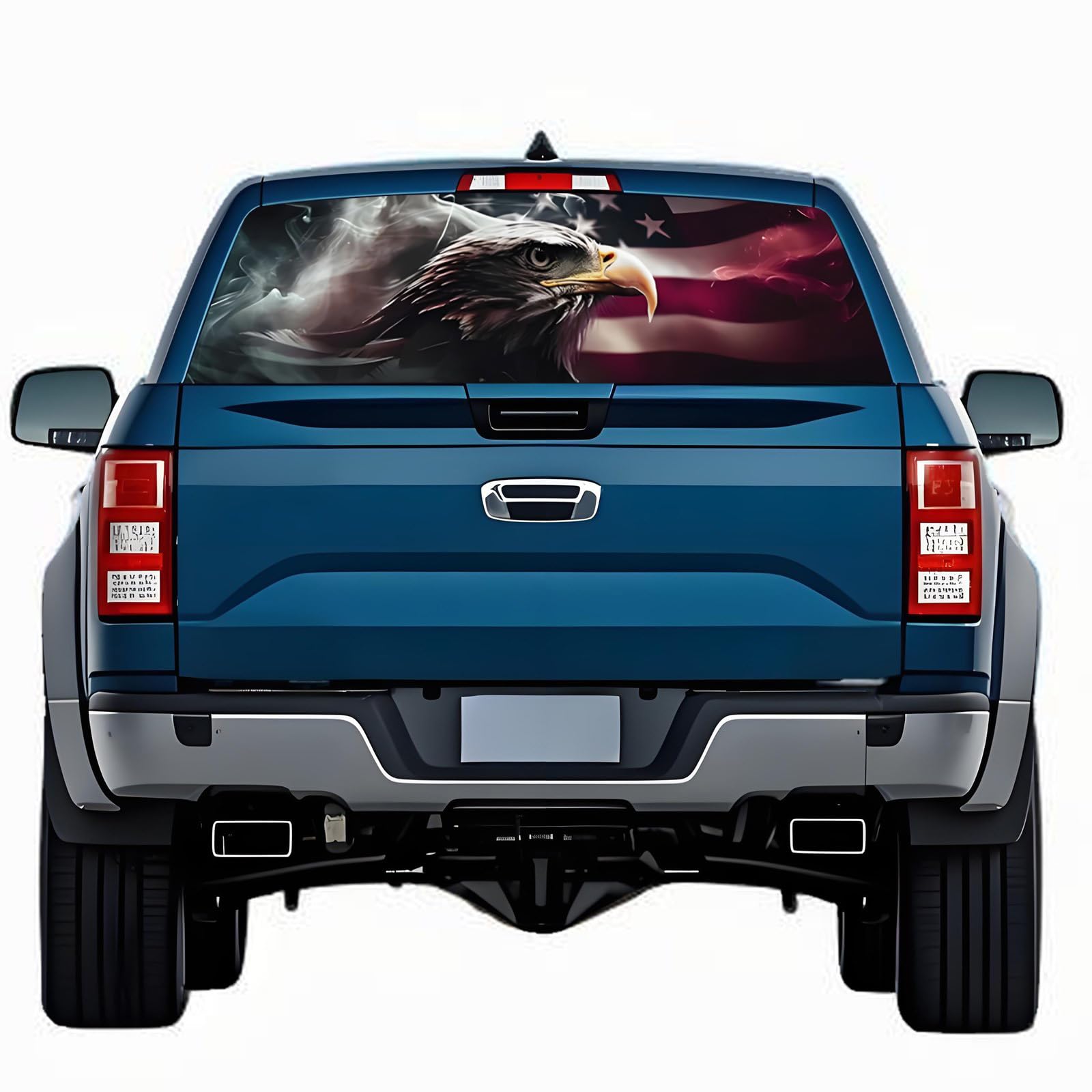 Rear Window Decals for Trucks - 65x17.3 in American Flag Vinyl Perforated Back Window Graphics Fit Most Pickup Trucks SUV for Personalized