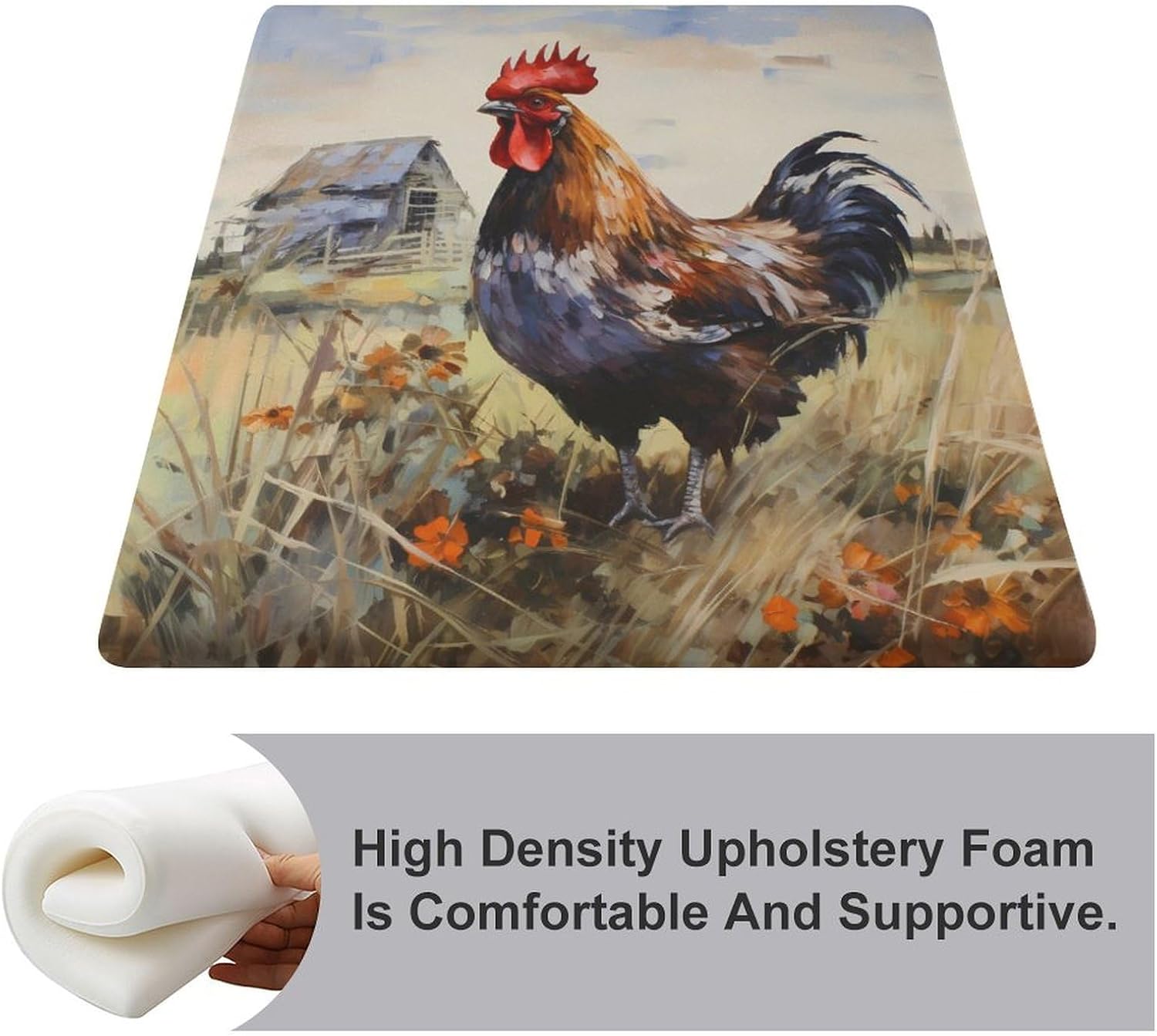 Watercolor Rooster Floor Pillow Meditation Yoga Cushion Square Chair Cushion Pillows Seating for Adults
