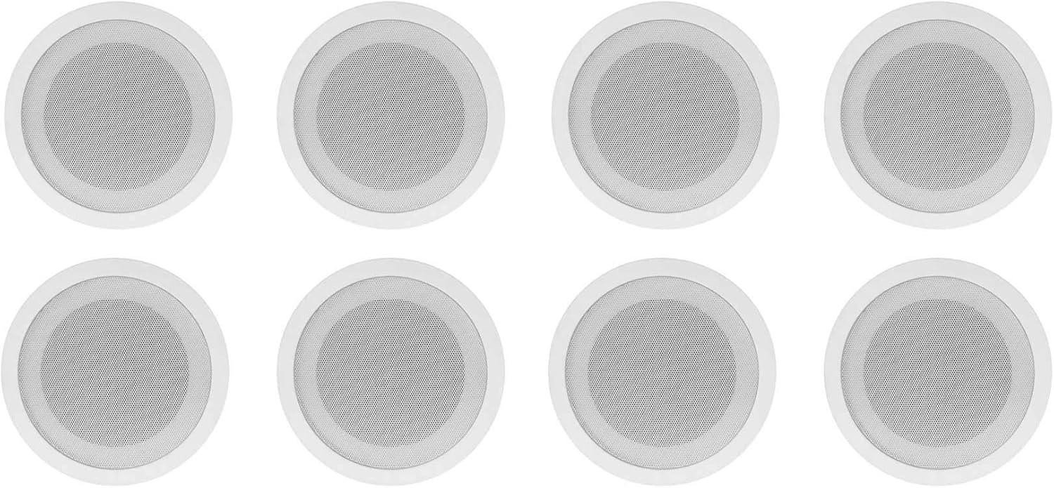 Rockville CCL5T White 5-in 70V White Commercial Ceiling Speakers for Restaurant Office Retail PA Announcements and Background Music, 8-Piece