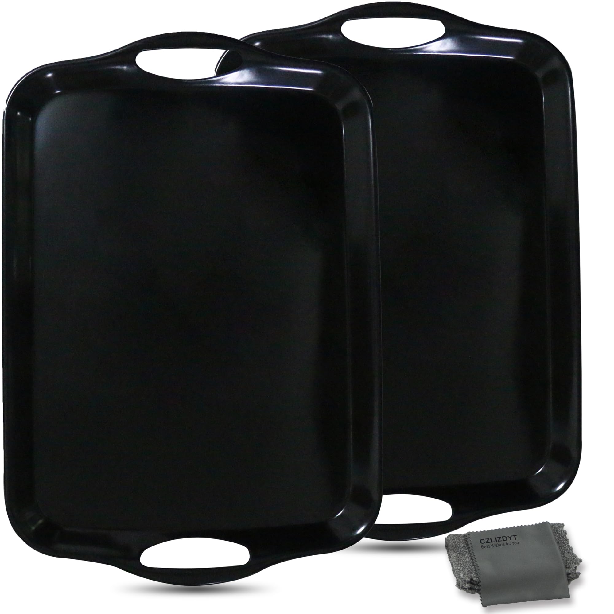CZLIZDYT Vassoio grande in melamina con manici, 44 x 30 cm, set di 2 piatti da portata rettangolari in melamina, lavabili in lavastoviglie, per mangiare, antipasti, salumi, snack, frutta, dessert,