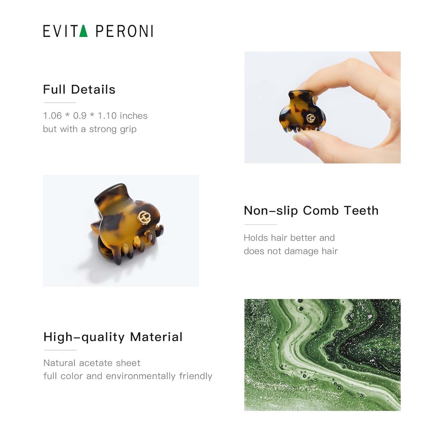 EVITA PERONI Mini Hair Claw Clips, Small Tiny Jaw Clip for Women Girls Thin Thick Hair Accessories with Gift Box, Coral White
