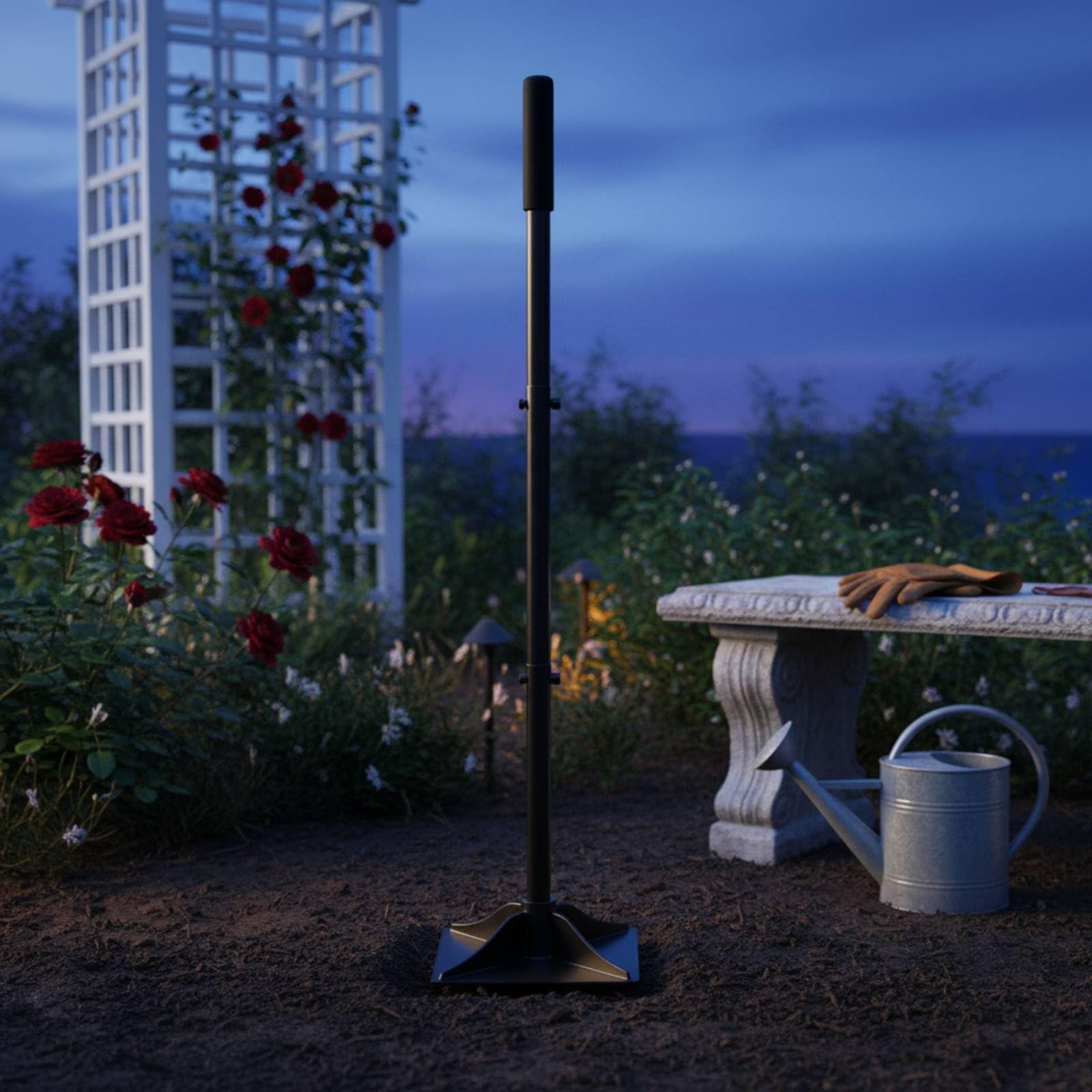 Tamper de Jardinería Nivelador de Suelo Profesional de Acero con Mango Suave y Cabeza Pesada para Compactación de Adecuado para Proyectos DIY, Cabezal 8-8 Pulgadas