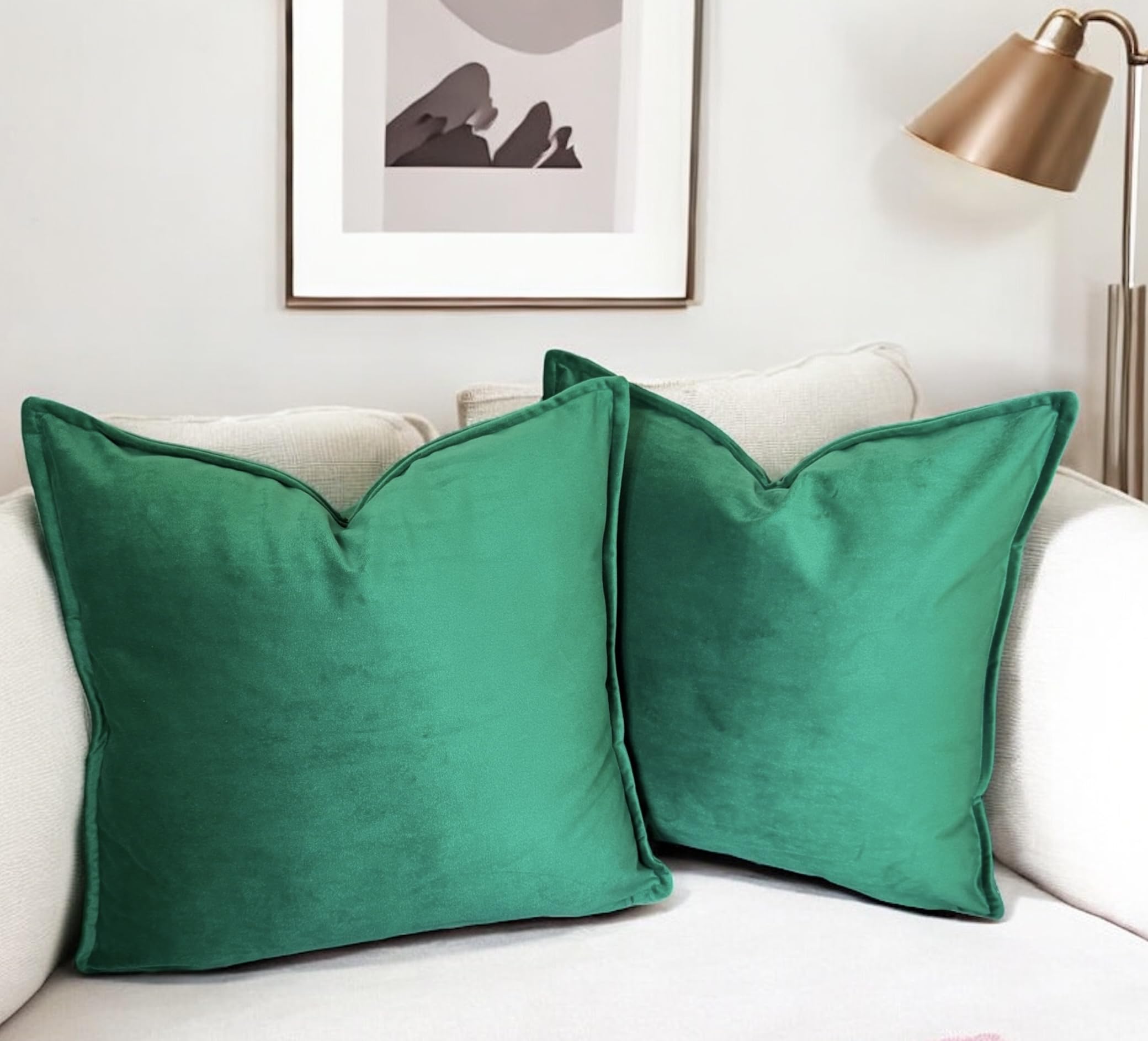 Luxury Velvet Cushion Covers – Soft Decorative Throw Pillowcases for Sofa, Bed, or Chair (Set of 2) (Forest Green, 30 x 50cm (Pack of 2)) — image 1