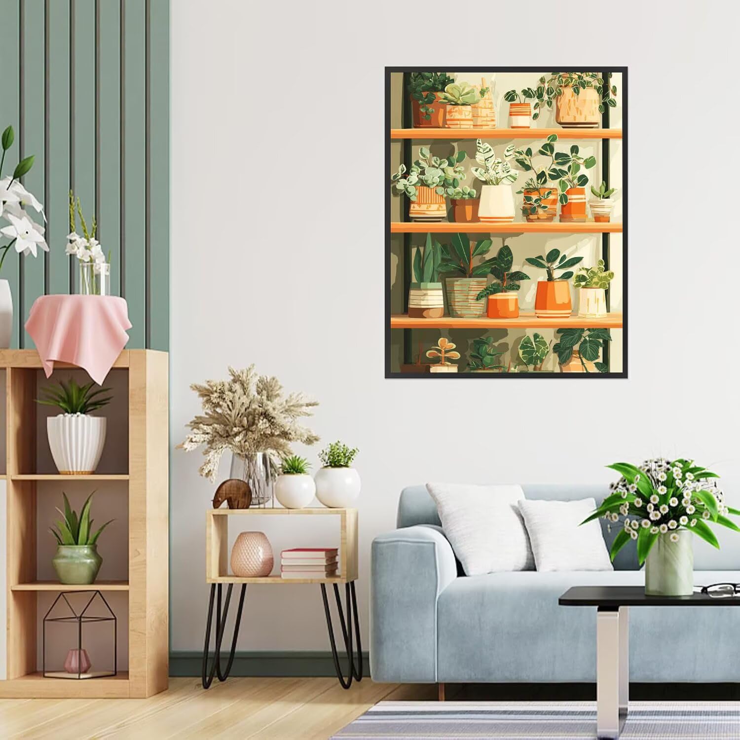 Dipingere con i Numeri Adulti piante, piante Dipingere con i Numeri Bambini DIY Kit, Set Premium con Pennelli, Decorazione Casa & Creativo Regalo di Compleanno, Attività di Tempo libero 70x95cm z-340