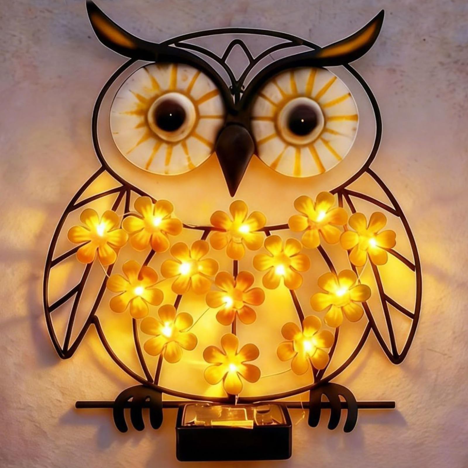 JORCEDI Solar Wall Lights, Metal Butterfly/Bee/Owl Solar-Lights, Waterproof Outdoor Garden Wall-Art Light with LED for Garden Patio Backyard Yard Women Gift (owl)