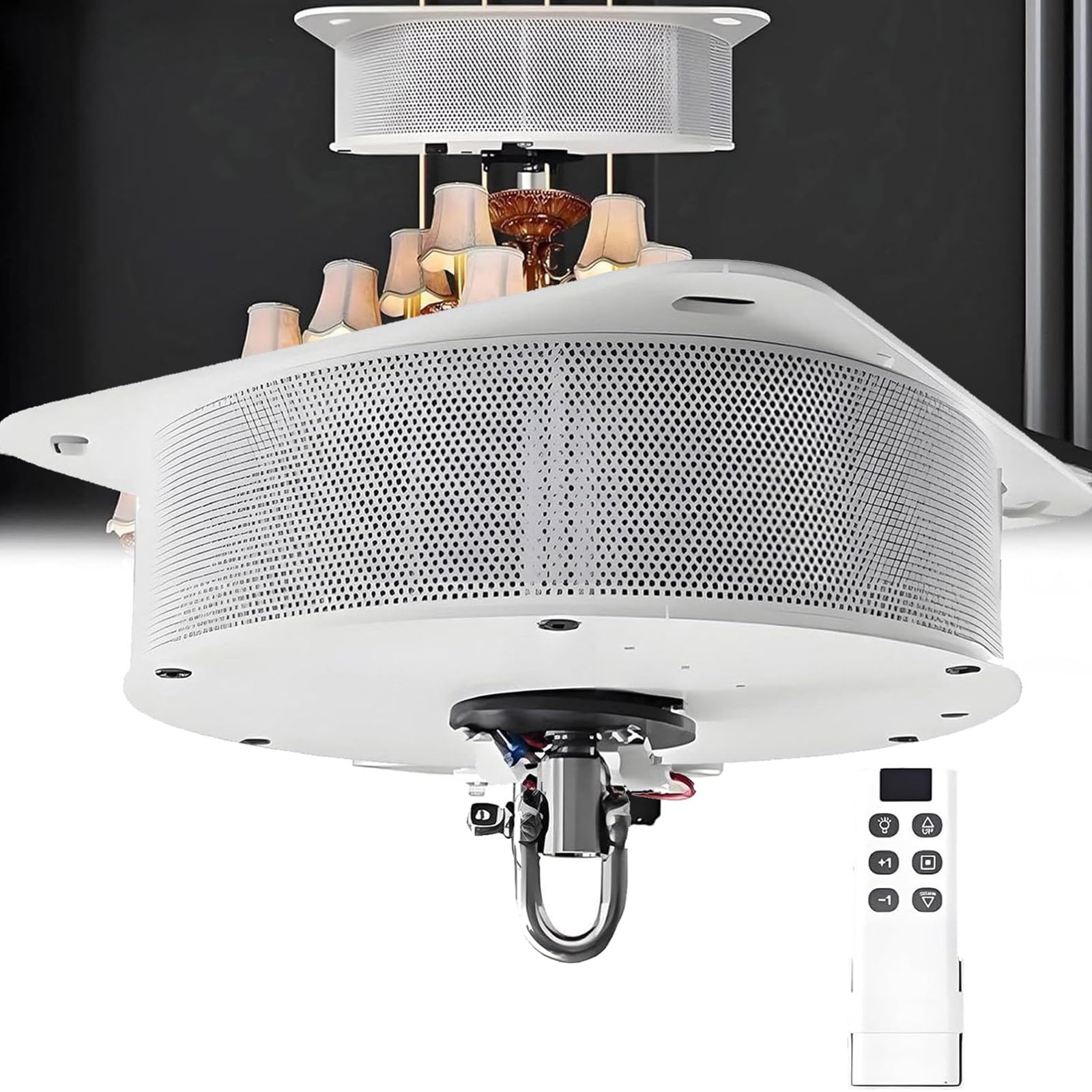 Elektryczny podnośnik do żyrandola ze zdalnym sterowaniem, elektryczny podnośnik do żyrandola, system podnoszenia lamp, maks. udźwig 70 kg, podnośnik do żyrandola 5,9 m 70Kg