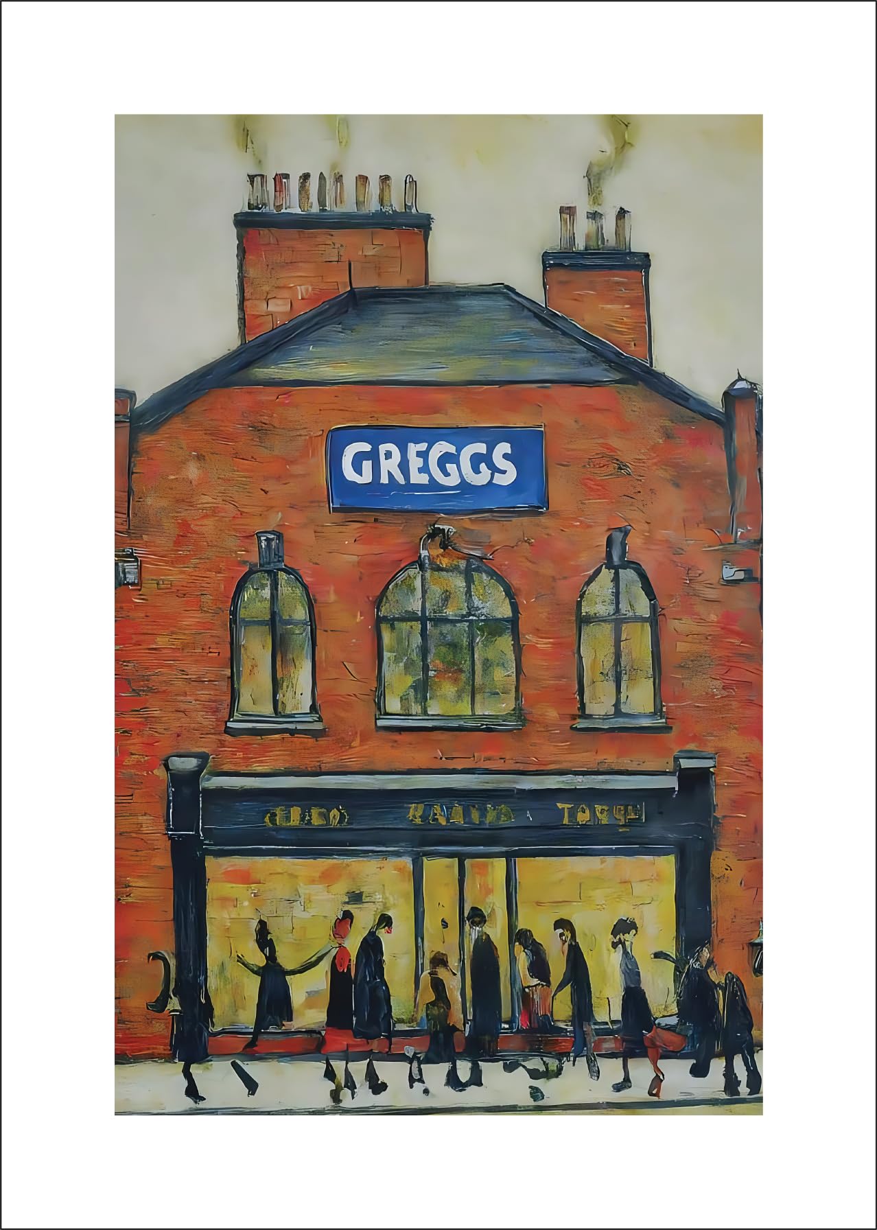 Greetingles Assorted Lowry Style Giclée Art Print 30 X 21Cm. Choice Of Designs And Frames. (Greggs)
