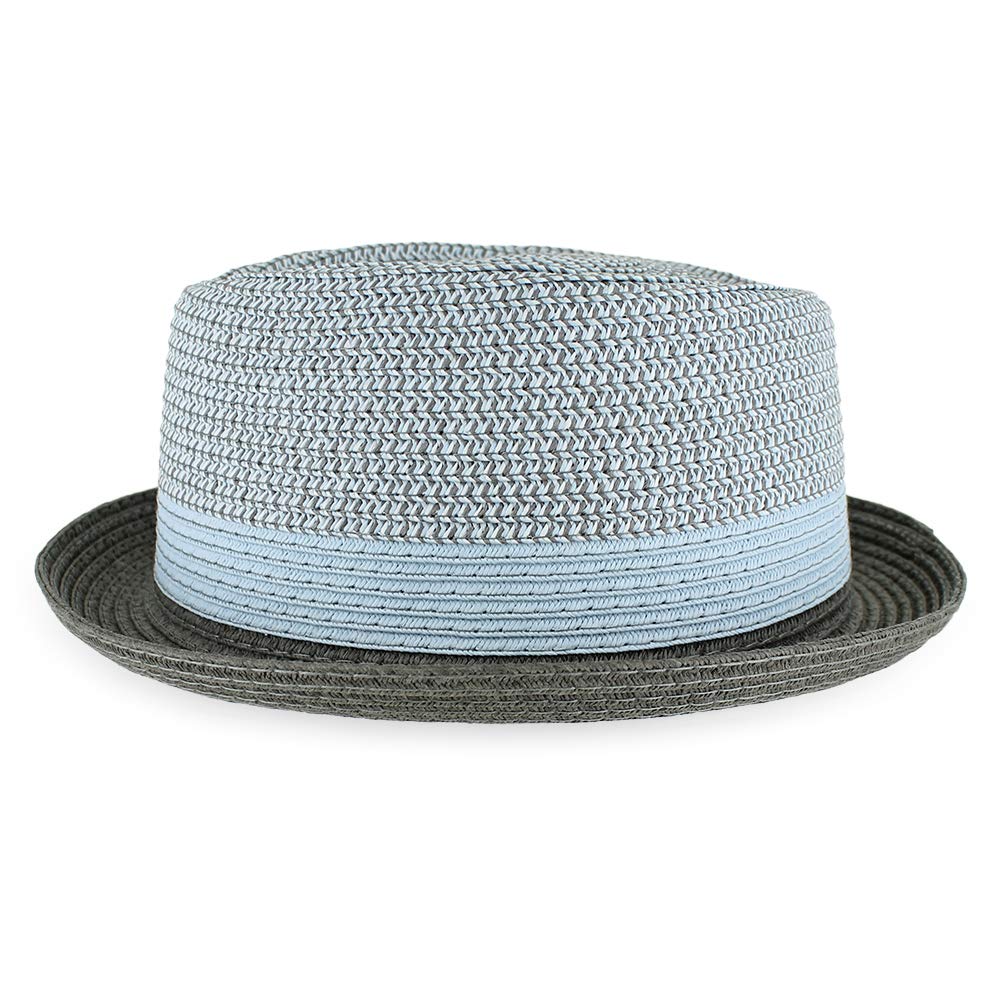 Belfry Men/Women Summer Straw Pork Pie Trilby Fedora Hat in Blue, Tan, Black