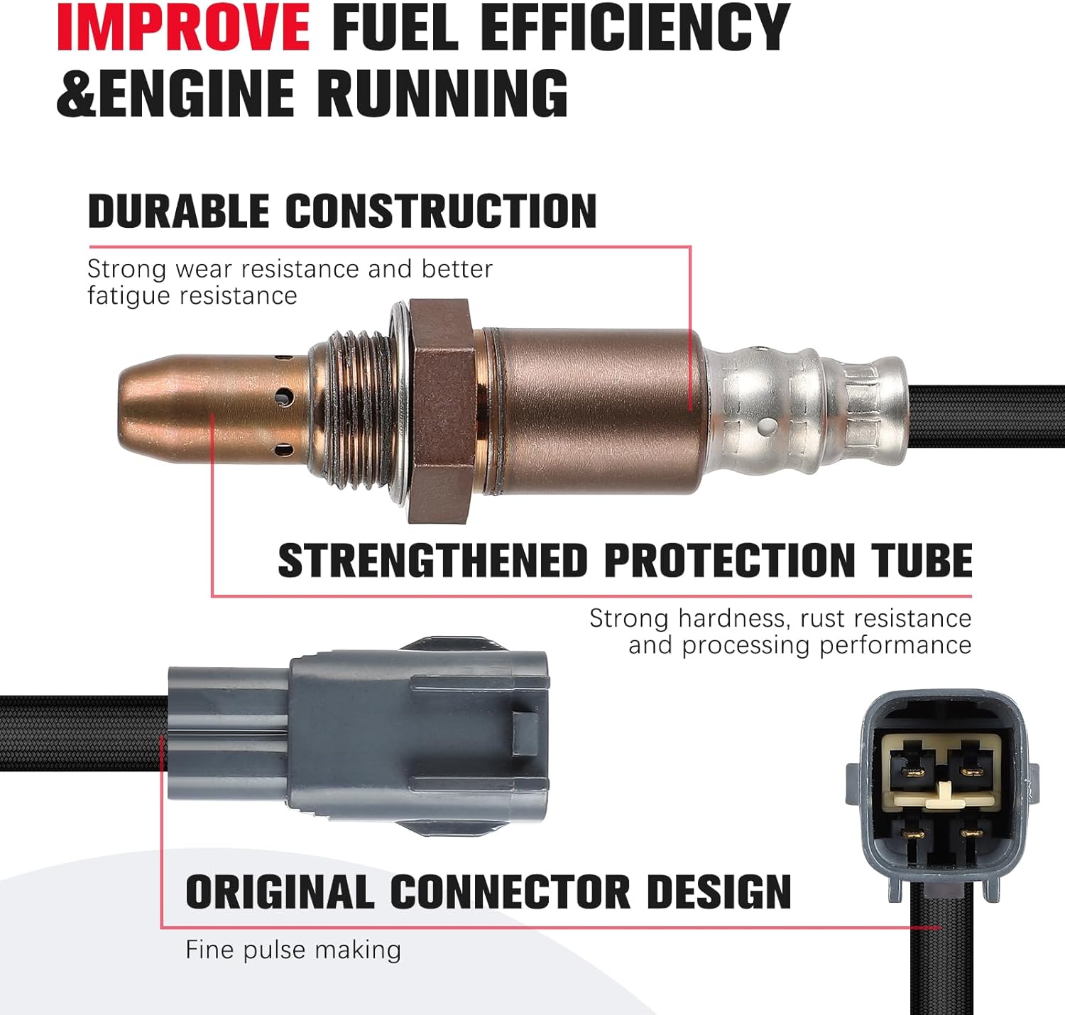 O2 Oxygen Sensor for Toyota for 4Runner 2013-2015, Corolla 2011-2022, for Highlander 2022, for Lexus ES350 2013-2014, IS350 2013-2021 - Direct Fit 25054066 35064064 - Heated 4-Wire