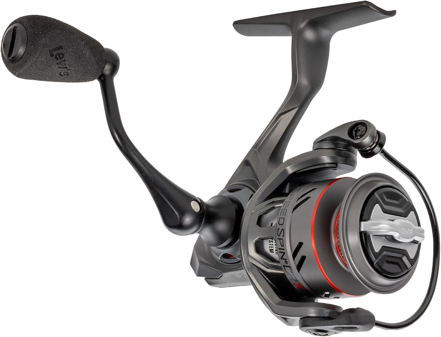 Lew’s Speed Spin CRX Spinning Fishing Reel, 8+1 Bearings, Graphite Frame and Sideplate, Solid Brass Speed Gears, Speed Lube, Multi-Disc Drag, Gray/Red