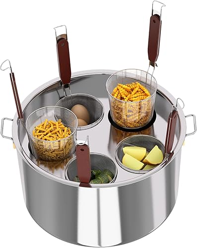 Miniatura 2 de Olla de pasta con cesta coladora, olla grande de 5 agujeros para pasta con inserto para cocinar, olla con tapa de colador, acero inoxidable para