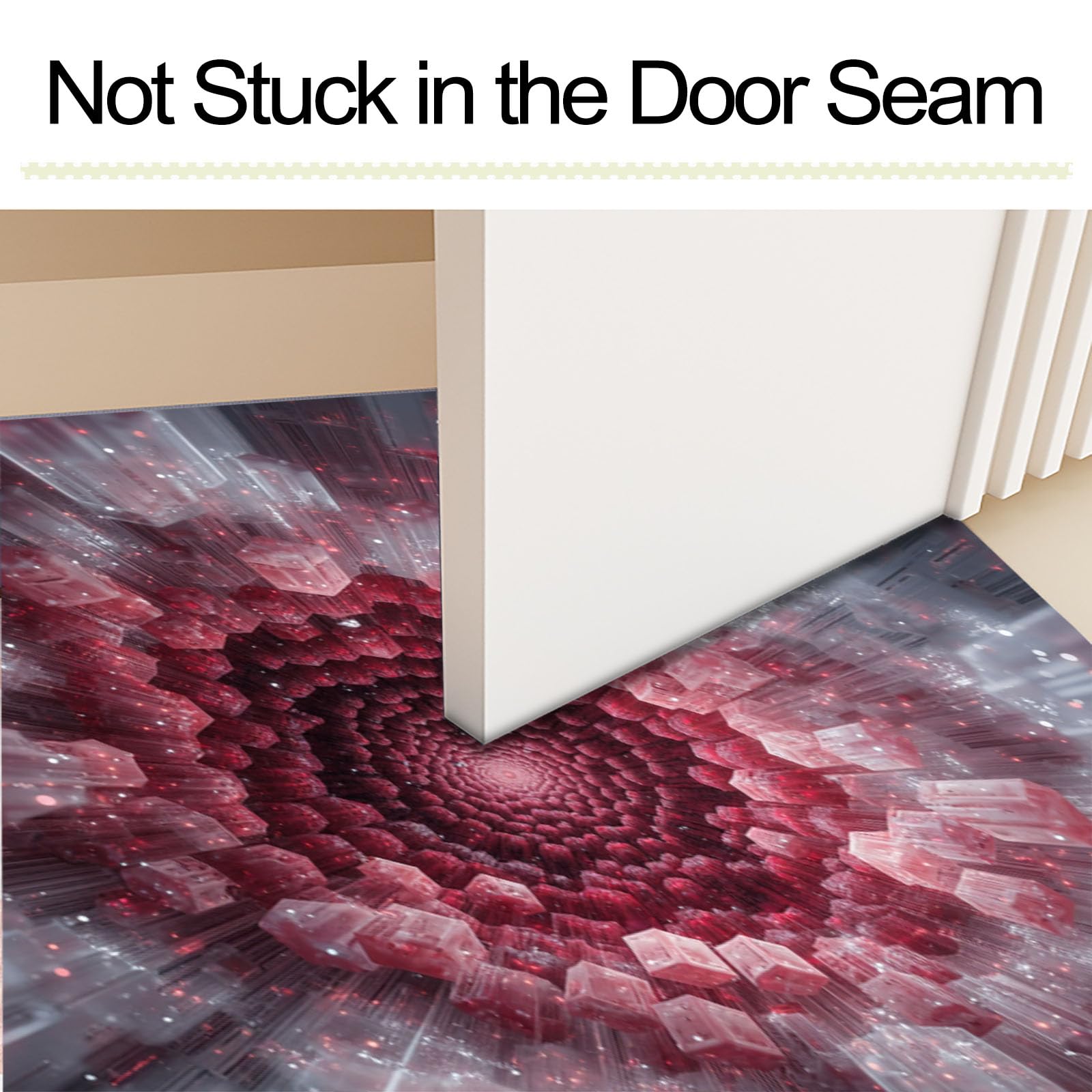 90 x 150 cm, paillasson d'entrée intérieur et extérieur, Tapis à Abstraction 3D Modèle d'explosion, Tapis de Sol résistant à la décoloration, Profil Bas, Facile à nettoyerrouge