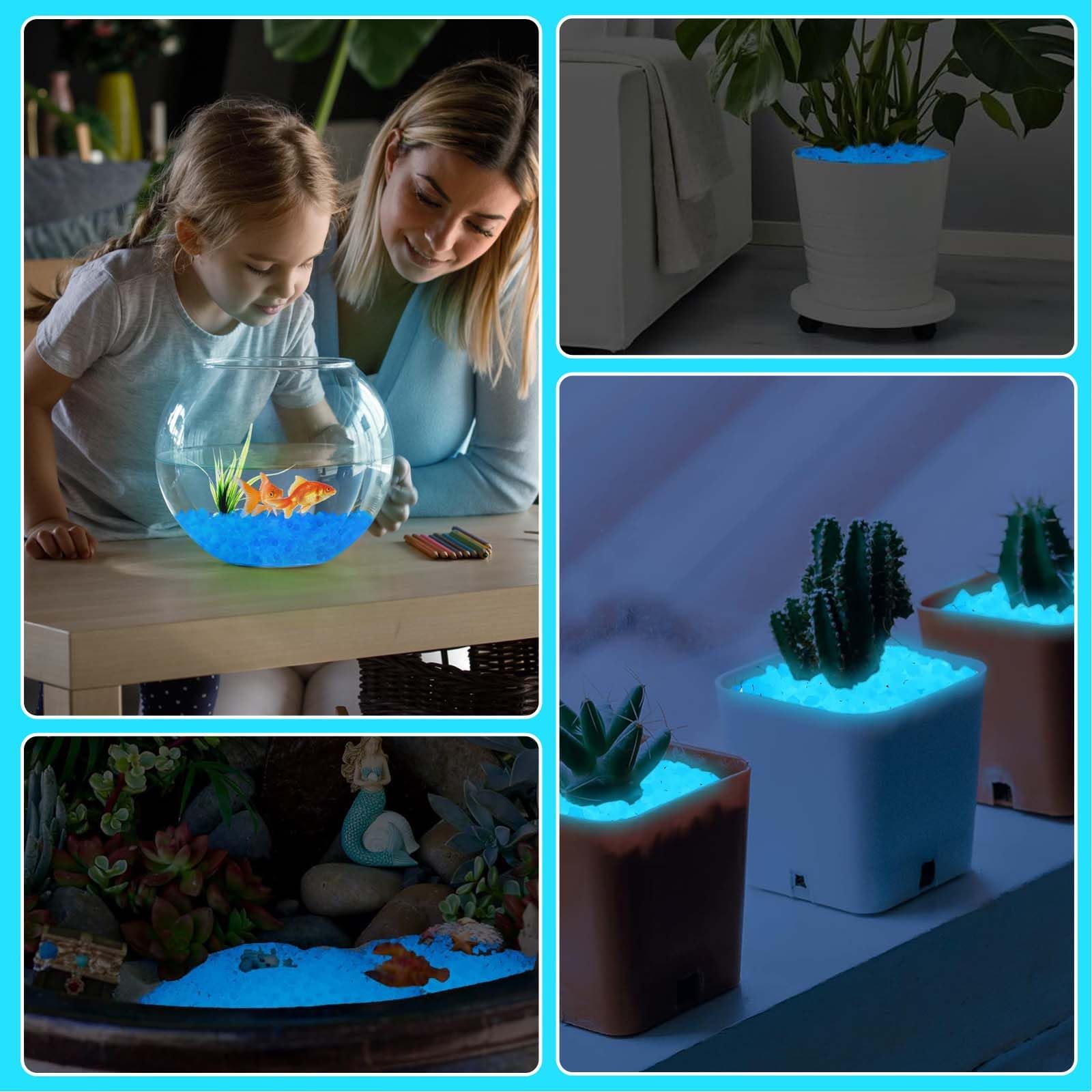 250 G Ghiaia per Giardino Sassi da Giardino Pietra Luminosa Pietre Luminose da Giardino Decorazioni Acquario Ghiaia per Acquario Sassi Decorativi per Decorare Cortili o Interni (Blu)