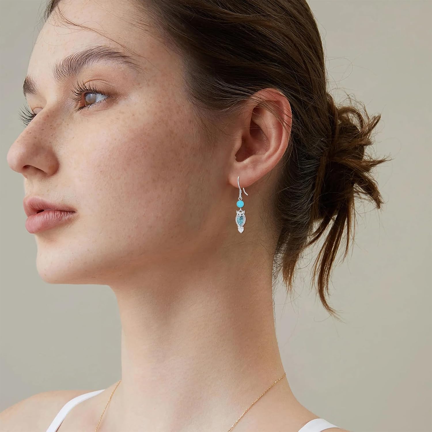 PROESS Turquoise Earrings 925 Sterling Silver Owl/Dragonfly/Butterfly/Hummingbird Earrings Butterfly Jewelry Gifts for Women Christmas Mothers Day - Image 5