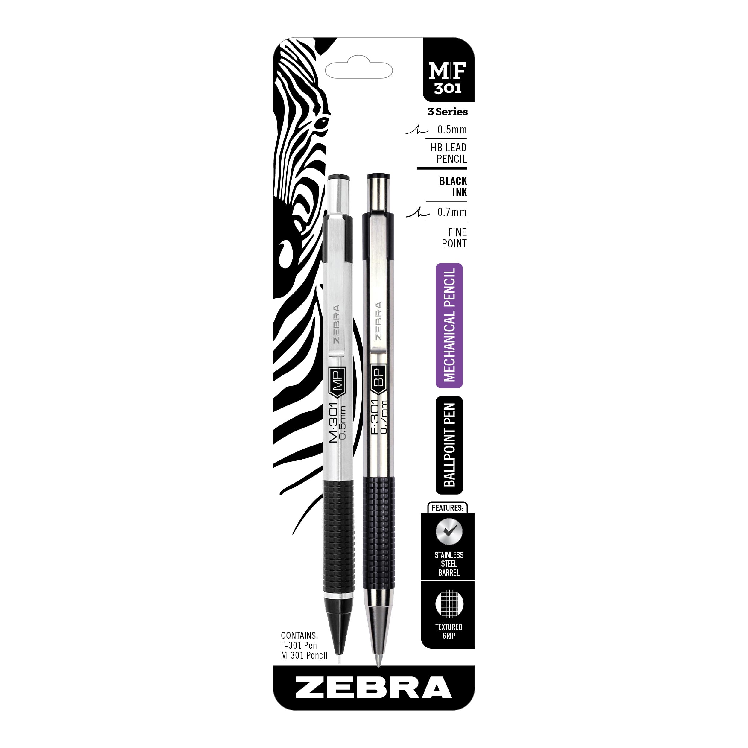Amazon.com: Zebra Pen Stainless Steel Writing Set, M-301