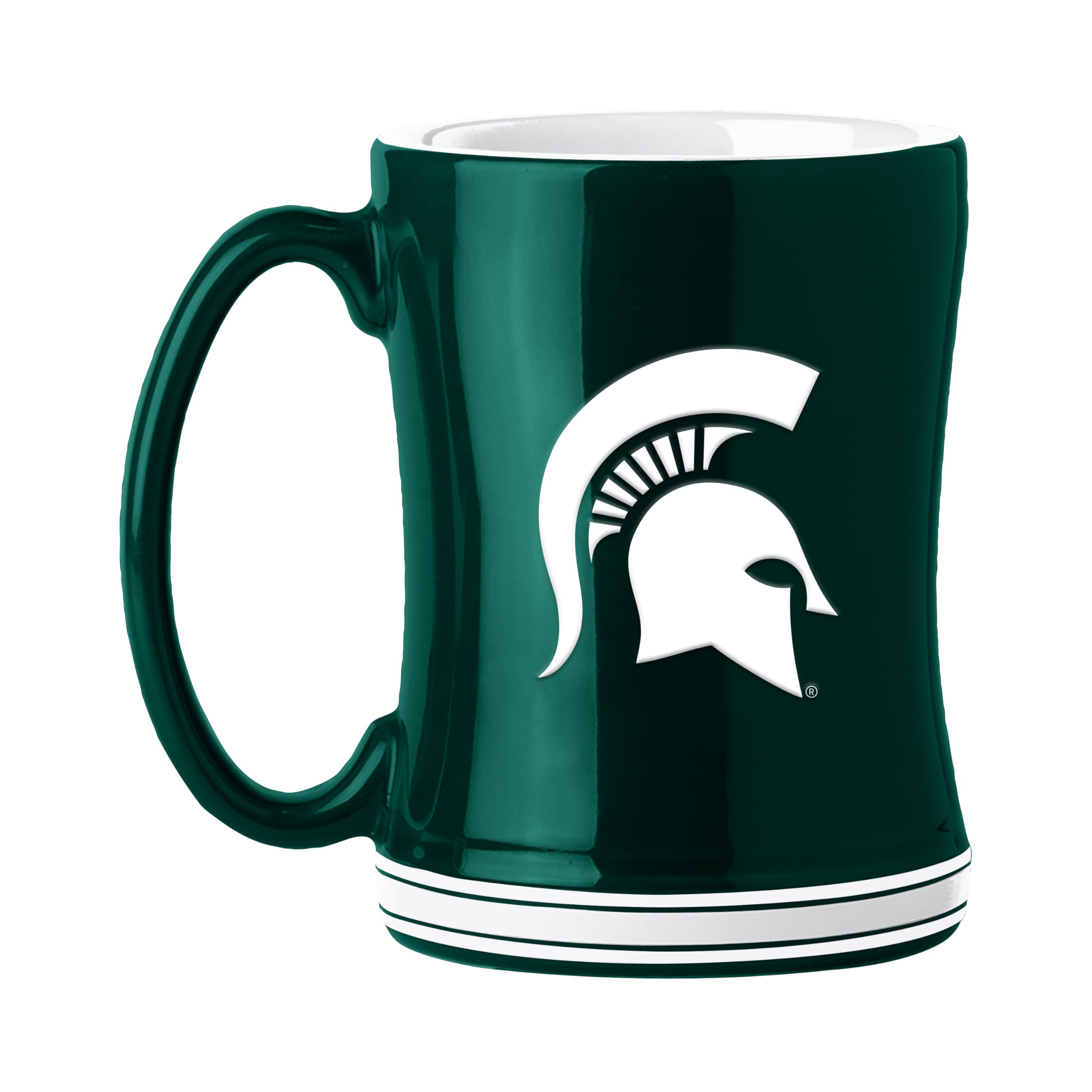 Logo Brands NCAA Michigan State Spartans 14oz Ceramic Relief Mug with Team Logo and Elongated Handle