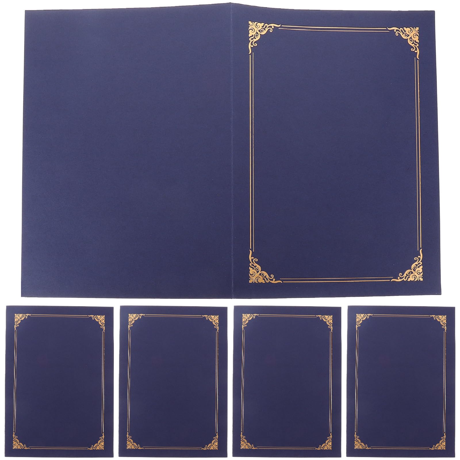 ABOOFAN Lot de 10 Couvertures de Certificat de Récompense Bordure Dorée, Papier Léger Bleu, Étui Protecteur pour Diplômes et Documents Officiels, Adapté Usage Bureau et Maison, Protecteur