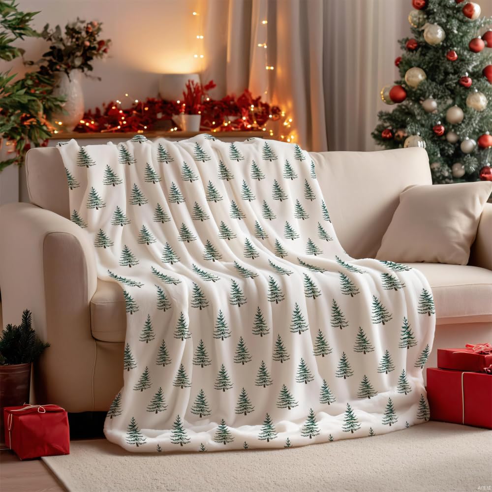 Bdkmms A Christmas Throw Blanket, 39.4×51.2Inch Flannel Soft Blankets Warm Christmas Tree Blanket For Xmas Home Sof Couch Bed Decor