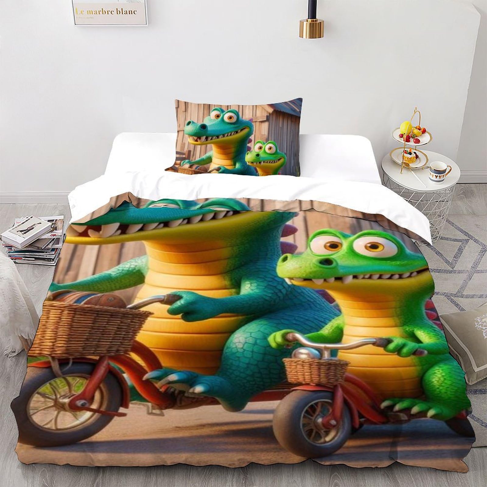 Housse de couette crocodile fille infroissable en microfibre 135x200