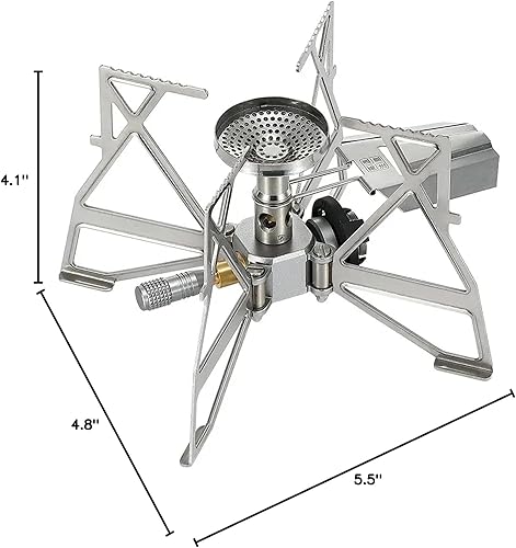 Miniatura 8 de CAMPINGMOON Estufa de butano para campamento, regulador portátil, quemador individual con bolsa de almacenamiento XD-3 (plata sin encendedor)
