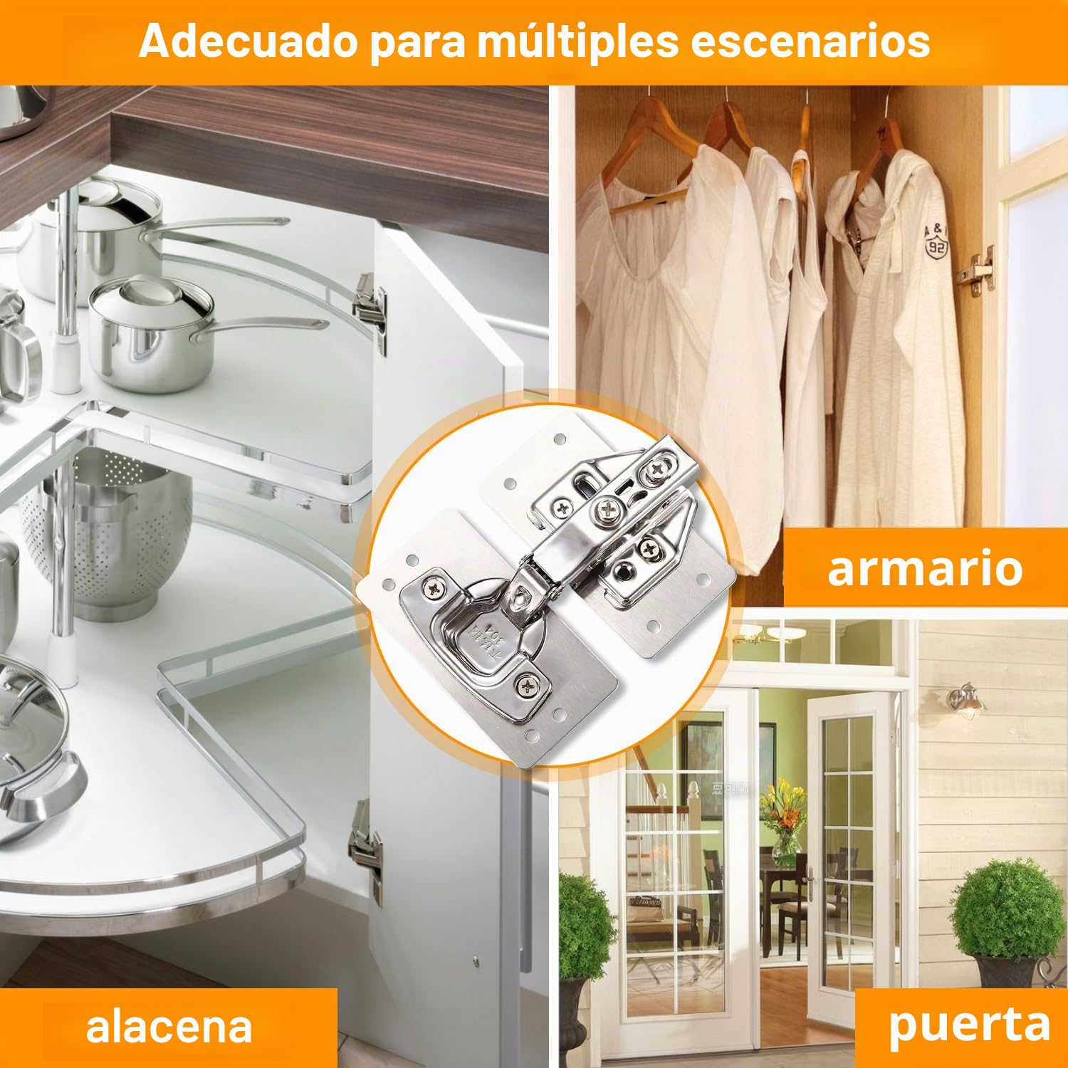 12 Bisagras de Reparación que Incluyen 4 Bisagra y 8 Placa Reparación Bisagra son Adecuadas para Reparar Bisagras Puertas Cocina Bisagras Armario y Otras Cosas
