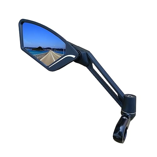 MEACHOW New Scratch Resistant Glass Lens,Handlebar Bike Mirror, Adjustable Safe