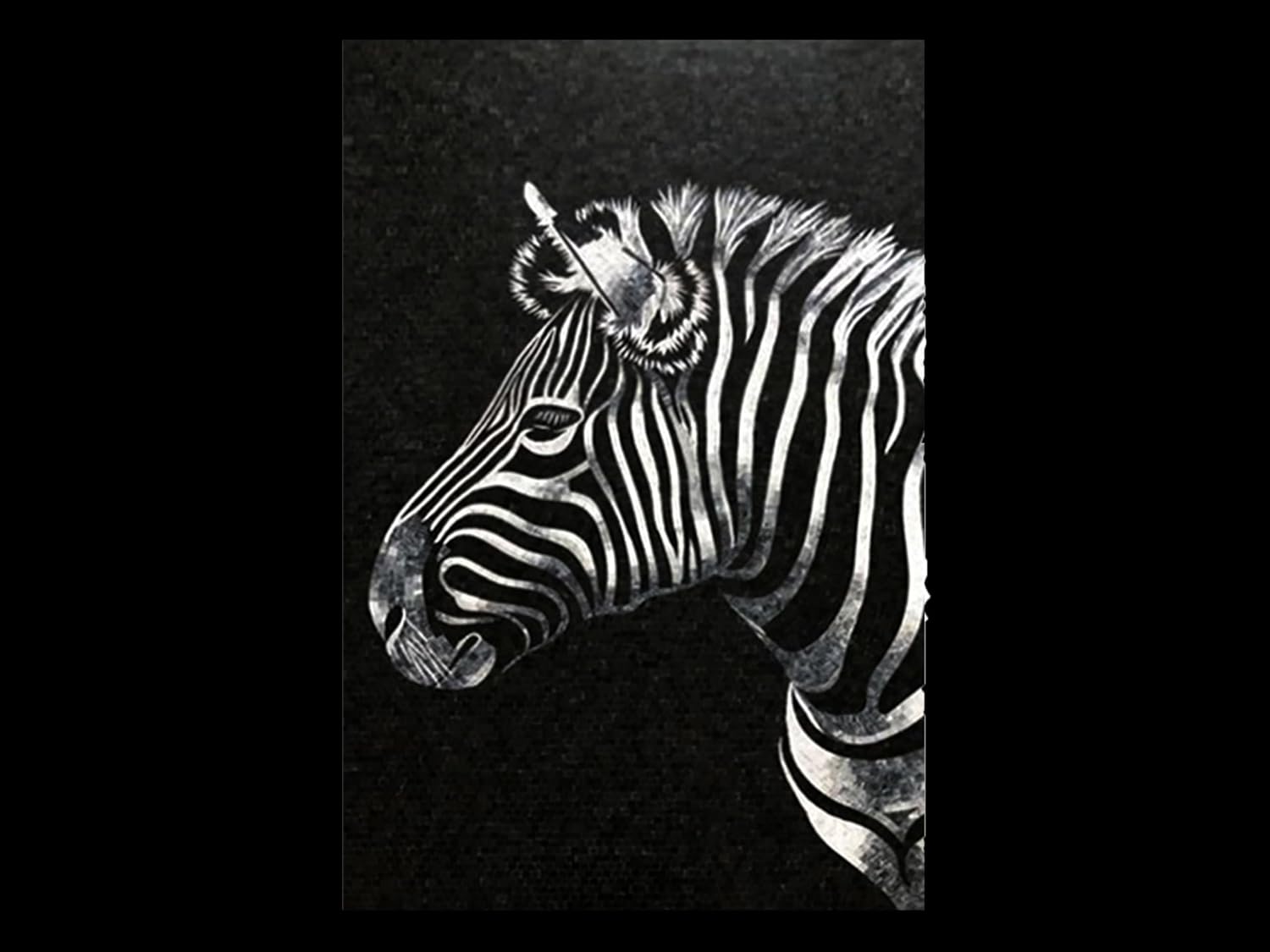 Handmade In Black and White Zebra Glass Mosaic Wall Art, Zebra Tile Mosaic Artwork, Hand-Cut Natural Tile Wildlife Wall Décor
