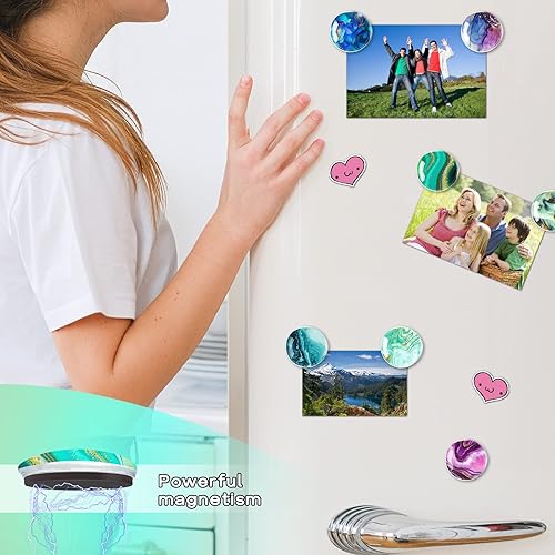 Miniatura 4 de DARUITE 12 imanes de vidrio para nevera, fuertes imanes de refrigerador para manualidades, oficina, cocina y pizarra blanca, mármol
