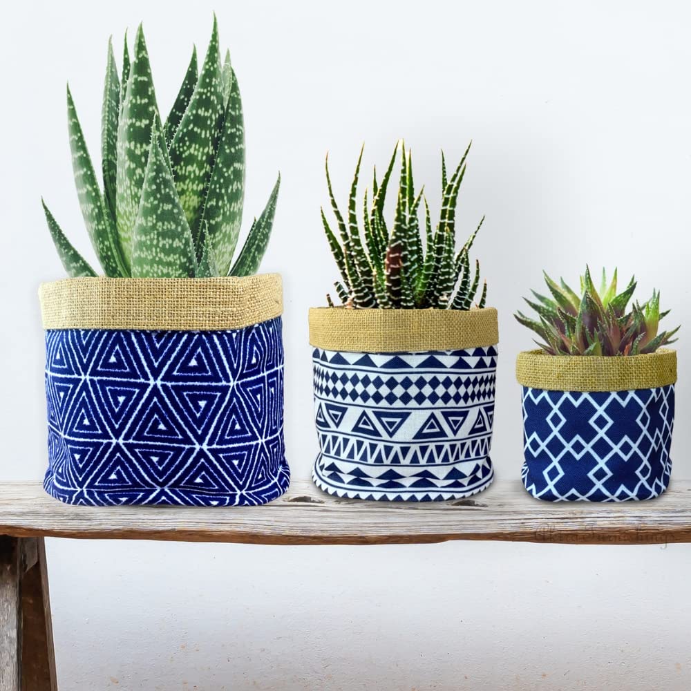 Akira Furnishings Elegant Indigo Blue Jute Fabric Planter Baskets - Set of 3 - Great for Storage and Home Décor - Flexible and Soft Material, Not As Sturdy as Jute Dori Baskets (B0BSBW2GDH) Amazon Price History, Amazon Price Tracker