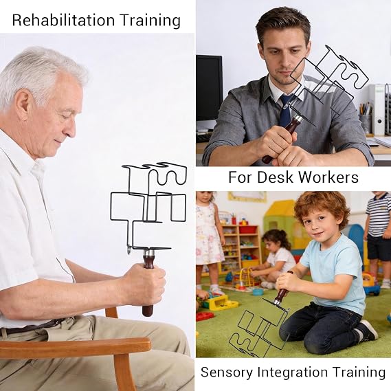 Hand & Wrist Exerciser with 34 Challenge Turns, Fine Motor Skill Trainer with 2 Difficulty Levels for Grip Strength & Dexterity, Portable Occupational Therapy Tool for Home(Black)
