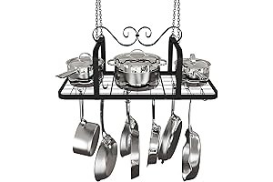 33" Black Walk-in Closet Hanging Pot Rack