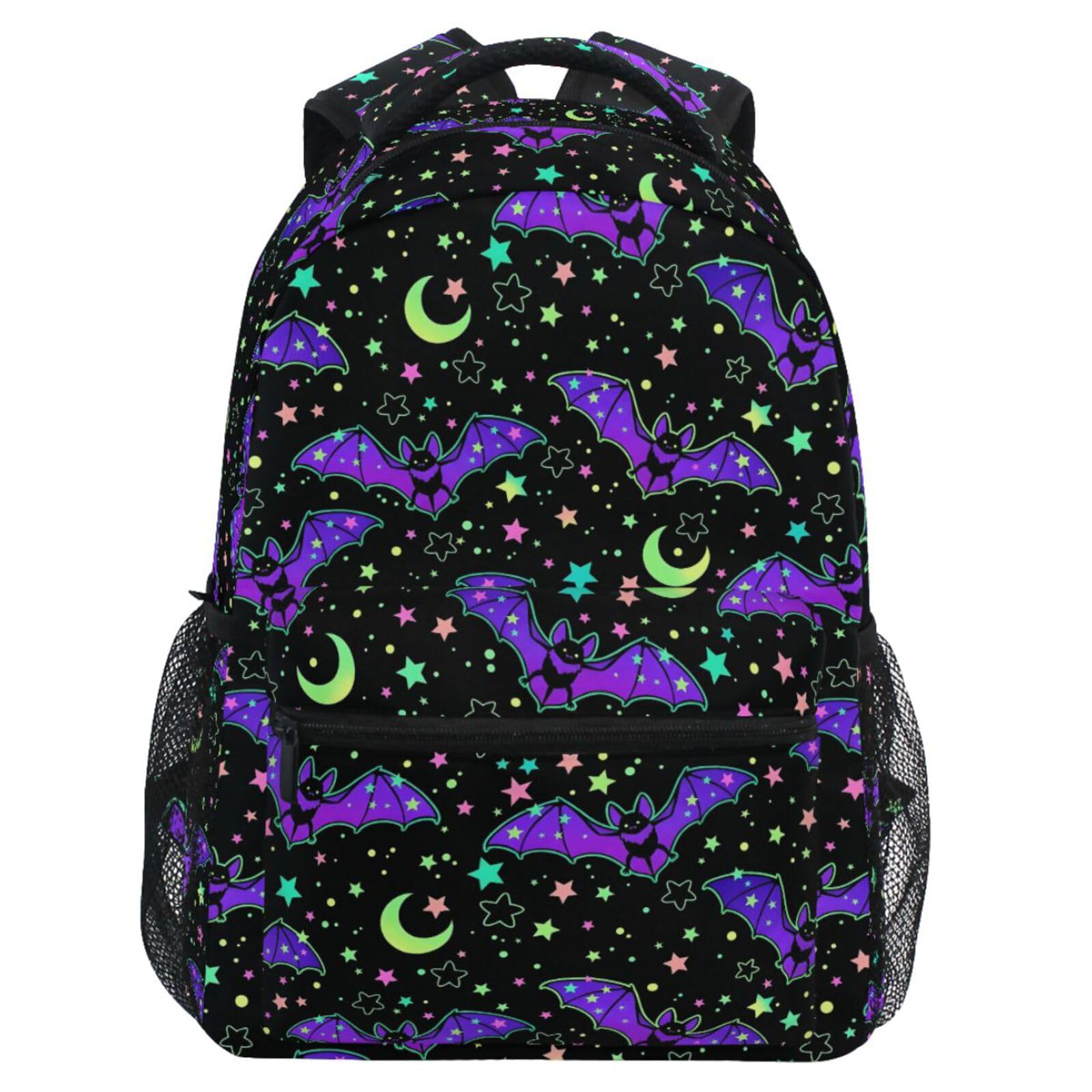 MNSRUU Student School Bag Magic Galaxy Bat Backpack for Girls Boys College Bookbag Laptop Rucksack Travel Backpack for Adult Teen Casual Daypack