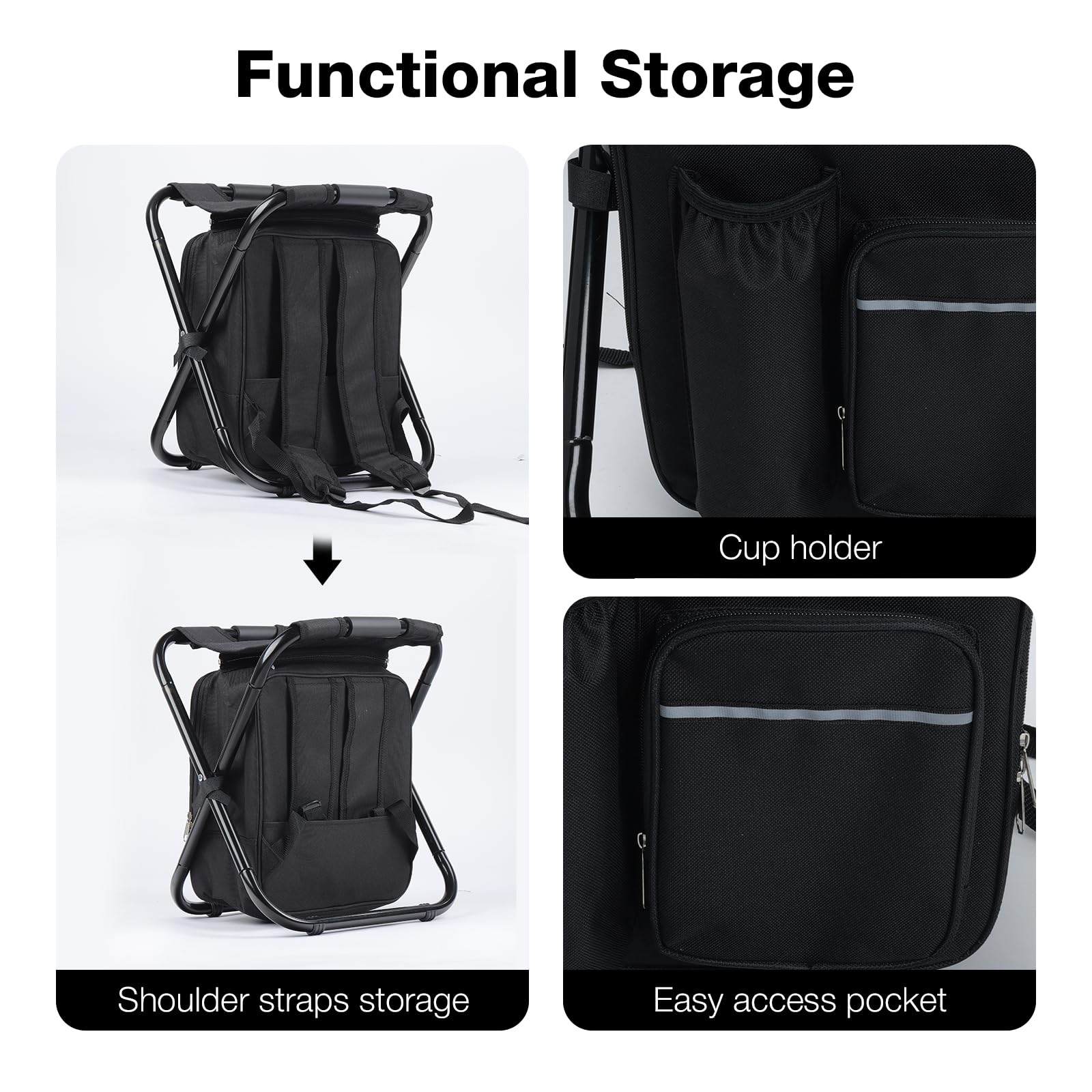 Tabouret Pliable Portable – 31x25x29 Cm, 700 G, Structure Triangulaire, Charge 120 Kg
