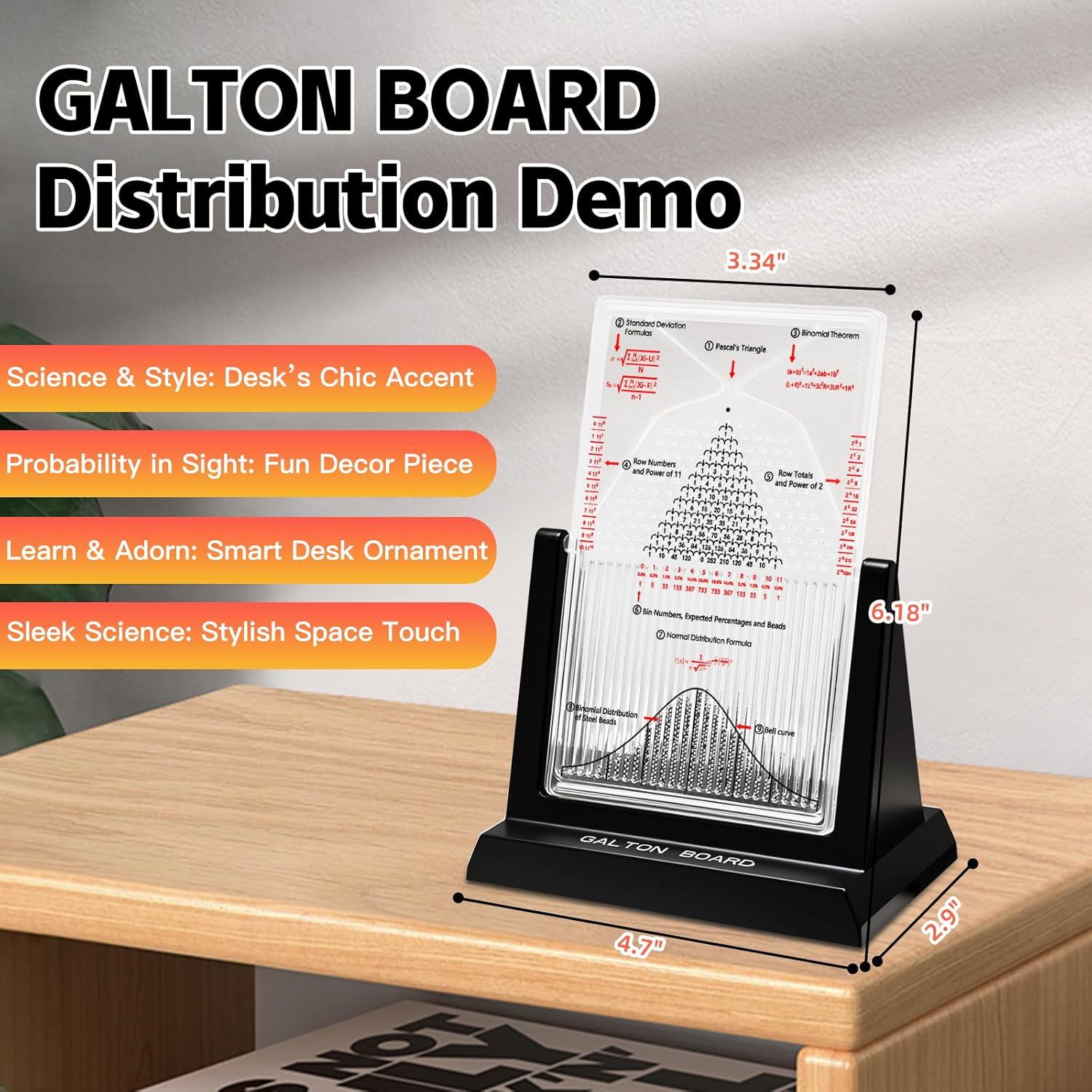 Galton Board Probability & Statistics STEM Learning Kit for Physics Classrooms Hands-On Math Teaching Aid with 2800 Steel Beads Teacher & Homeschool Resource