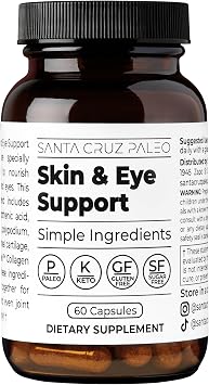 Santa Cruz Paleo Skin & Eye Capsules, Simple Daily Formula for Skin Appearance & Eye Routine, Clean Ingredients, Gluten Free, Keto & Paleo Friendly, 60 Capsules