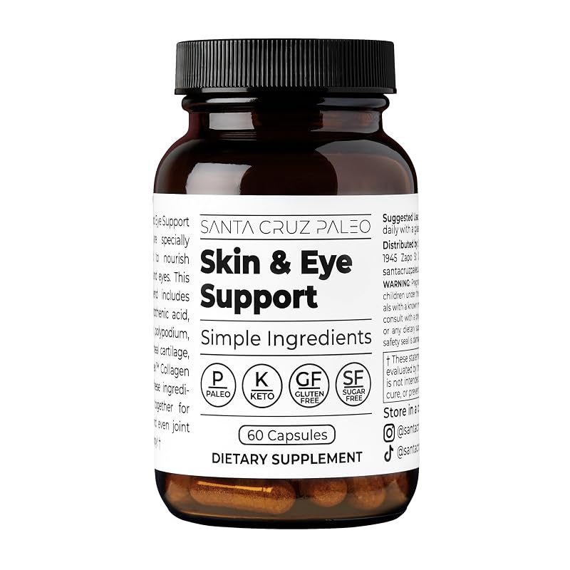 Santa Cruz Paleo Suplemento para pele e olhos com niacinamida, astaxantina e colágeno, 60 cápsulas