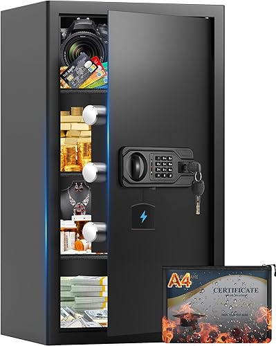 Caja fuerte ignífuga grande de 6.5 pies cúbicos, caja fuerte para el hogar con bolsa ignífuga e impermeable, caja fuerte digital para documentos de