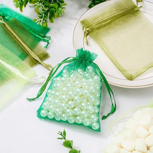 Miniatura 4 de Whaline 120 bolsas de organza con cordón, bolsas de regalo verdes, bolsas de regalo de fiesta de Navidad, bolsas de regalo verde oliva, verde