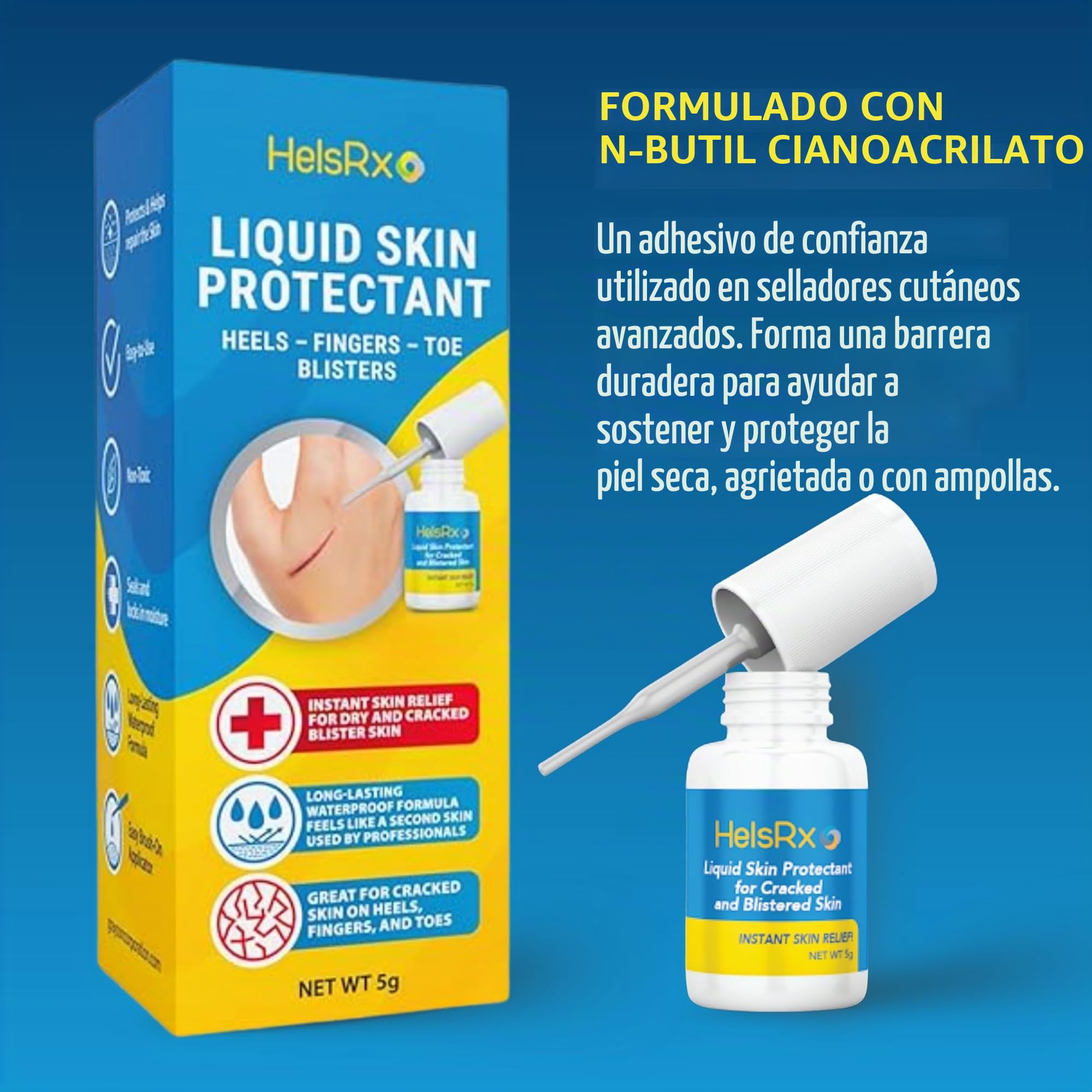 Vendaje líquido, reparación líquida de la piel para talones, pies, dedos, rasguños y ampollas, tratamiento líquido impermeable para todas las áreas de la piel (0.17 onzas líquidas)