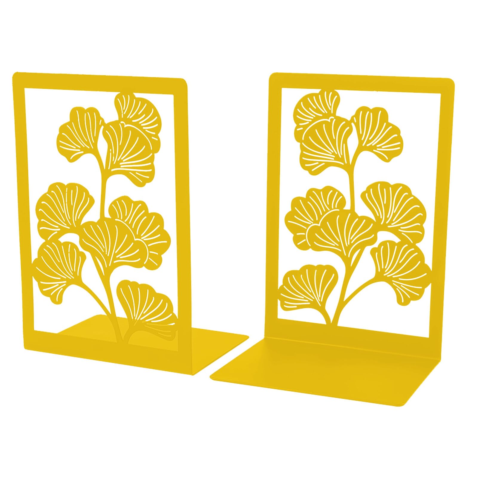 Fermalibri Metallici Eleganti - Design Foglia Di Ginkgo, Set Da 2 Per Librerie E Mensole - Foto 4