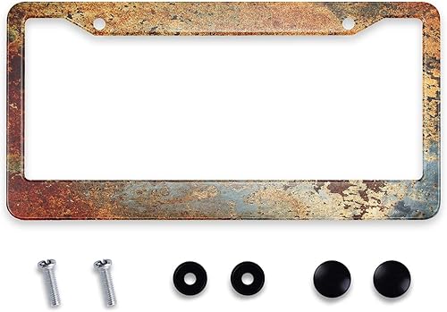 Vista 14 de Smooffly Marco de matrícula personalizado de acero inoxidable blanco y negro a cuadros, accesorio decorativo de matrícula, 2 agujeros y tornillos