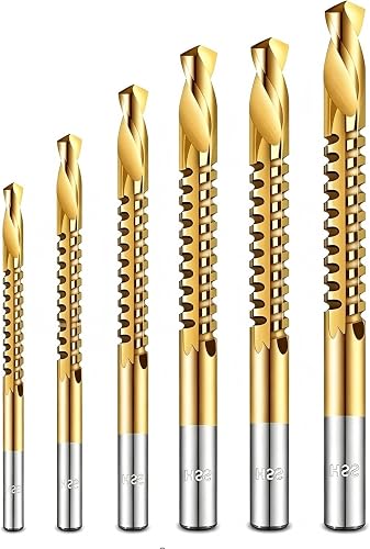 6PC Twist Drill Bit Set, 3-8Mm Titanium High-Speed Steel Drill Set for Machinists for Drilling Screwing Boring Carving Cutting Polishing Durable Plunge Drill Bits