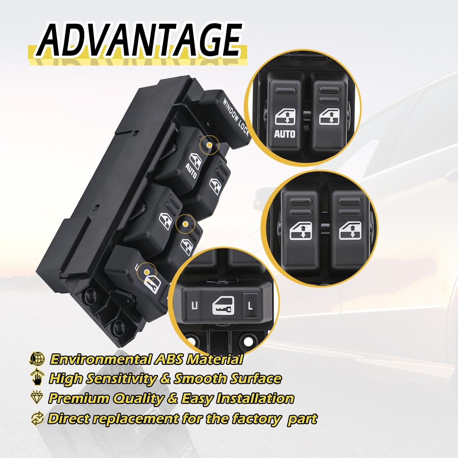 Vurkcy Master Power Window Switch Control Button Compatible with 2000 2001 2002 Chevy Tahoe Suburban Silverado Avalanche GMC Yukon Sierra 1500 2500 3500 Cadillac Escalade Replaces 19259961 ‎15062650