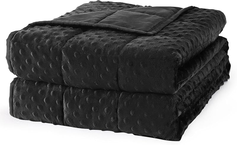 Weighted Blanket for Adults, Queen Size 15 lbs, 60 x 80 Inches | Cooling Soft Minky for Hot Sleepers; Machine Washable; Filled with Glass Beads; Heavy Bed Throw for Sleep; Black