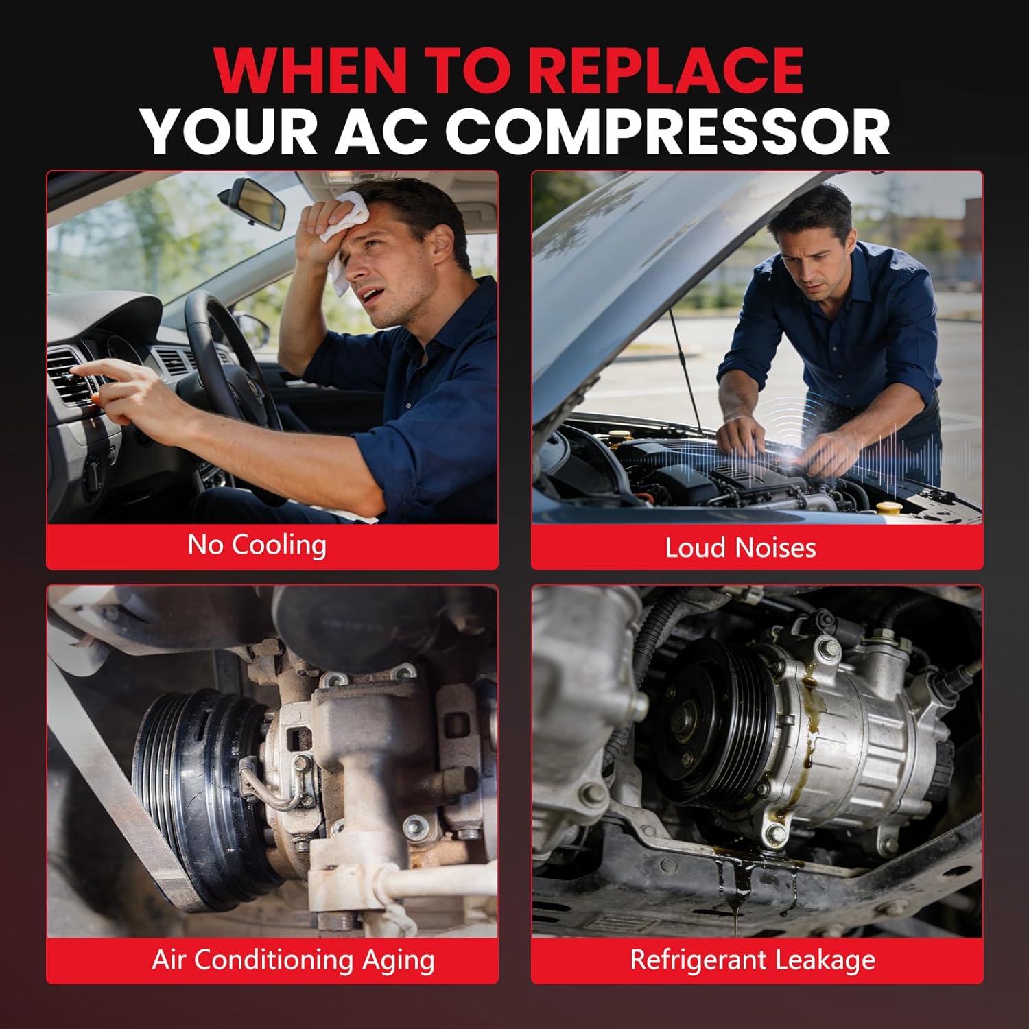 A/C Compressor with Clutch for Encore 1.4L 2013-2021, Encore GX 1.3L 1.2L 2020-2021, Trax 2013-2021 & Sonic 2013-2020 1.4L, for 97495 98495
