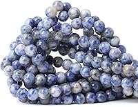 Vista 118 de 60 cuentas redondas sueltas de piedra dálmata natural de 0.236 pulgadas (0.236 in) para hacer joyas, hallazgos de bricolaje, 1 hebra de 15 pulgadas