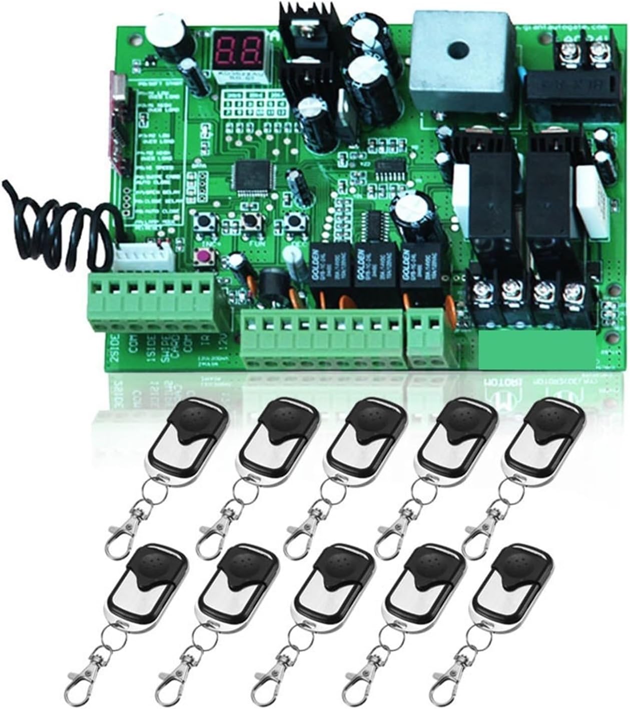 Electric Gate Opener Universal Type 24V Board for Automatic Double Arms Swing Gate Opener Control Board Panel Smart Control Center System Added Safety and Convenience(10 Remote 24v)