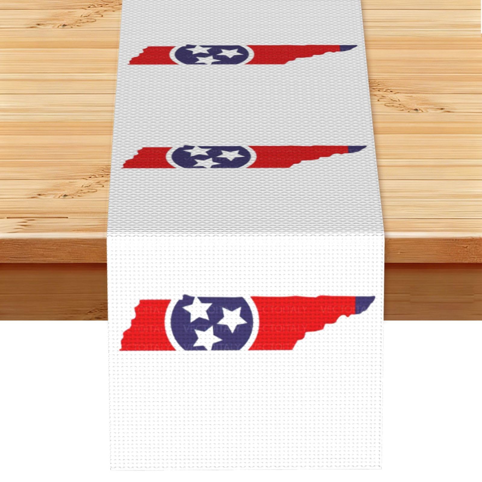 Tennessee state Flag Map Vintage Style Table Runner 13x72in, Soft Printed Centerpieces for Tables, Kitchen, Countertops & Dining Area Home Decor